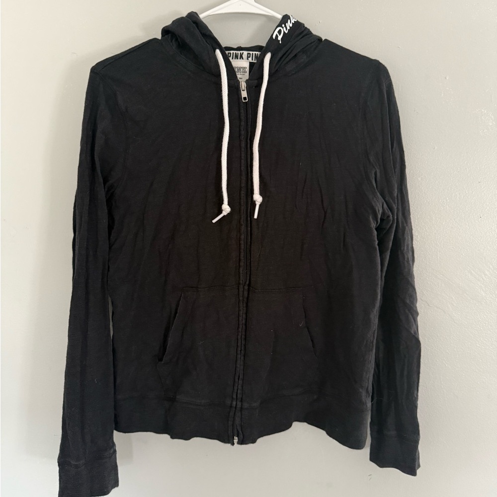 PINK Black Zip-Up Hoodie